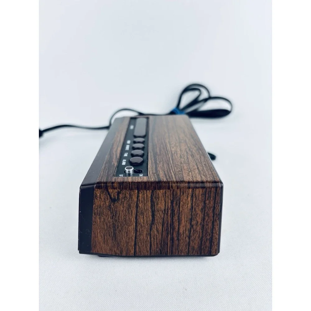 Vintage Tozai Electronic Alarm Clock ATC-3035 Woodgrain - Retro MCM Works!